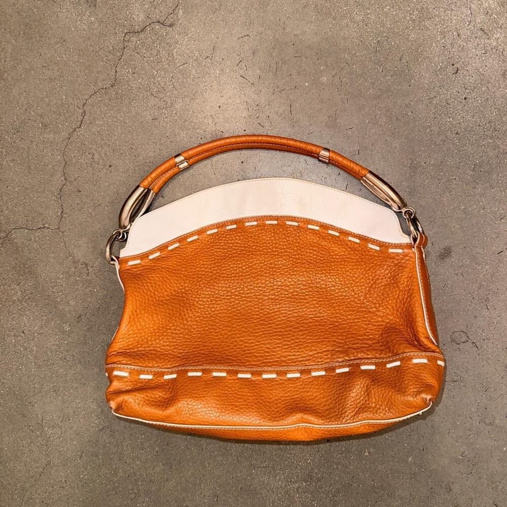 Hoogan orange leather handbag with